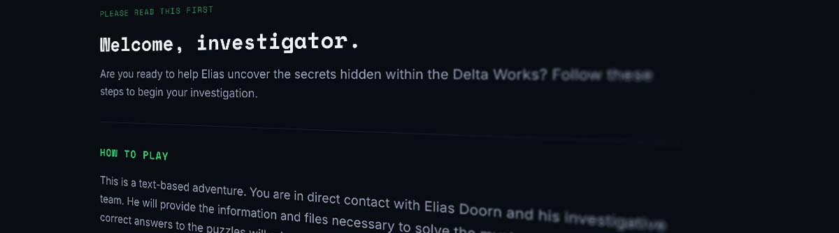 The story introduction screen